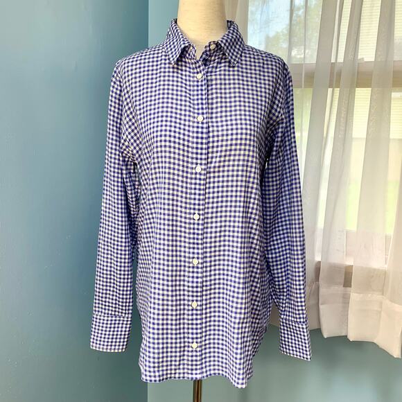 J Crew Classic Blue Gingham Boy Button Down Shirt Size 4 - Picture 7 of 8